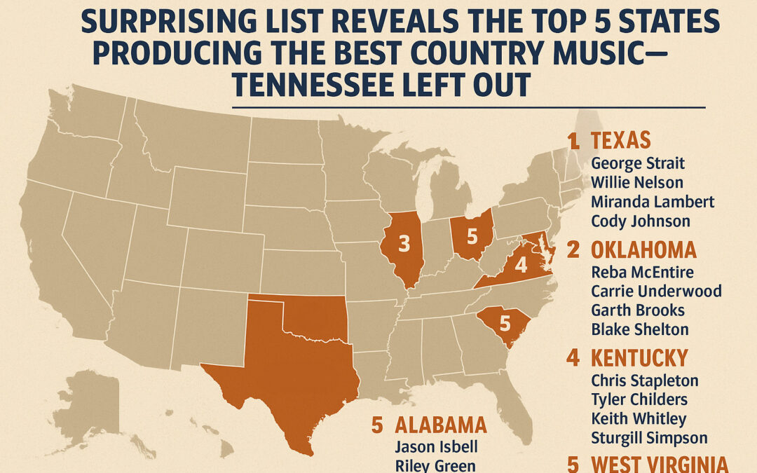 Surprising List Reveals the Top 5 States Producing the Best Country Music—Tennessee Left Out