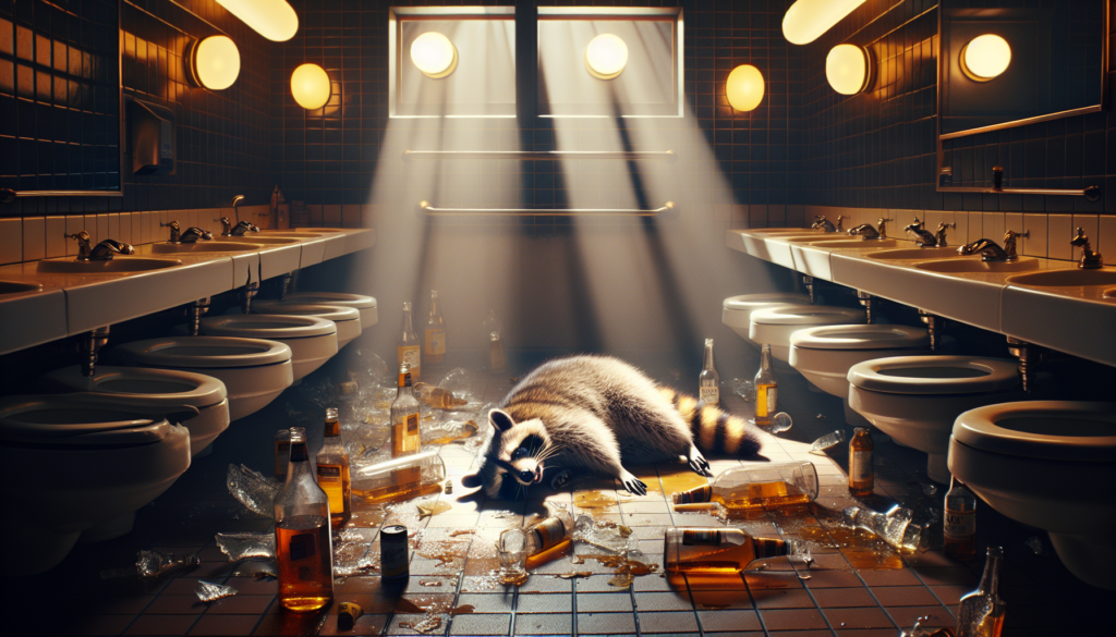 Raccoon's Wild Night in a Liquor Store