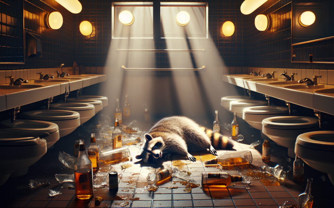 Raccoon's Wild Night in a Liquor Store